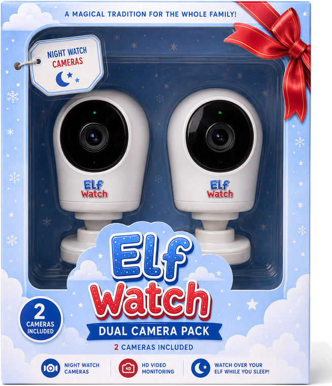 The Elf Watch Dual Camera Pack box containing two night watch cameras