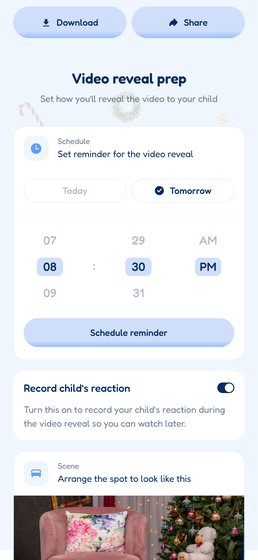 Scheduling the video reveal in the Elf Watch app